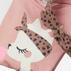 H&M PINK CAT PRINTED COTTON TOP