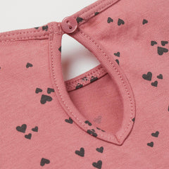 H&M PINK HEARTS PATTERNED RUFFLE DRESS