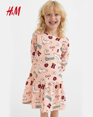 H&M PINK HOGWARDS PRINTED DRESS