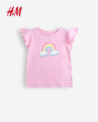H&M PINK RAINBOW PRINTED TOP
