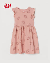 H&M PINK UNICORN JERSEY PRINTED DRESS