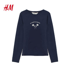 H&M ROYAL BLUE BETTER TOGETHER LONG SLEEVE T-SHIRT