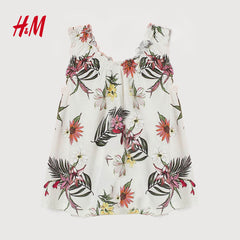 H&M WHITE FLORAL COTTON VEST TOP