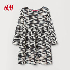 H&M White Zebra Printed Patterned Jersey Dress