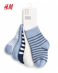 H&M BABY 5 PACK COTTON SOCKS - BLUE & WHITE STRIPE