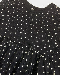 H&M BLACK HEARTS LONG SLEEVE DRESS