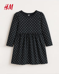 H&M BLACK HEARTS LONG SLEEVE DRESS