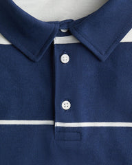 H&M BLUE STRIPED COTTON JERSEY RUGBY SHIRT
