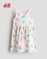 H&M CREAM BUTTERFLIES PRINTED COTTON DRESS
