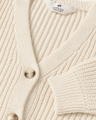 H&M CREAM RIB KNIT BUTTON CARDIGAN