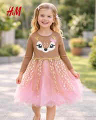H&M DEER THEMED PINK TULLE DRESS