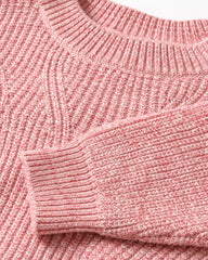 H&M GIRLS PINK MARLED RIB KNIR SWEATER