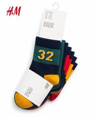 H&M KIDS 5 PACK COTTON CREW SOCKS - MULTICOLOR NUMBER DESIGN