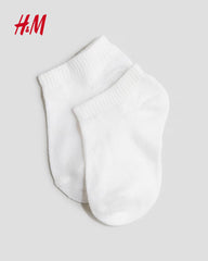 H&M KIDS WHITE ANKLE COTTON BLEND PACK OF 5 SOCKS