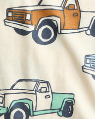 H&M LIGHT BEIGE CARS PRINTED SHORT SLEEVE T-SHIRT