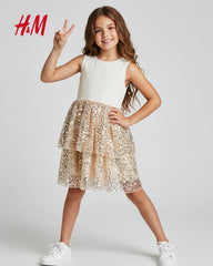 H&M LIGHT BEIGE SEQUIN SKIRT DRESS