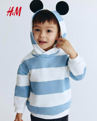 H&M LIGHT BLUE STRIPED HOODIE