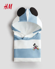 H&M LIGHT BLUE STRIPED MICKEY MOUSE HOODIE