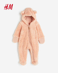 H&M LIGHT PEACH PILE ALL IN ONE SUIT WITH EARS 1029