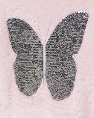 H&M LIGHT PINK PILE BUTTERFLY SWEATSHIRT