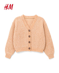 H&M LIGHT TAN CHUNKY RIB KNIT V-NECK CARDIGAN