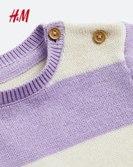 H&M LILAC &  CREAM STRIPED KNITTED SWEATER
