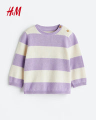 H&M LILAC &  CREAM STRIPED KNITTED SWEATER