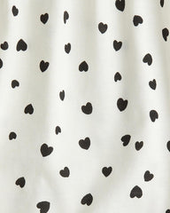 H&M OFF WHITE HEART PATTERNED JERSEY DRESS