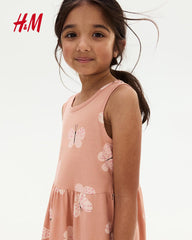 H&M PEACH PINK BUTTERFLIES COTTON DRESS