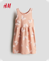 H&M PEACH PINK BUTTERFLIES COTTON DRESS