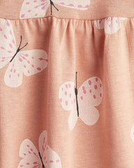 H&M PEACH PINK BUTTERFLIES COTTON DRESS