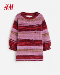 H&M PINK & BURGUNDY SPACE DYE KNIT LONG SWEATER