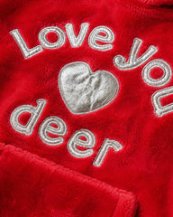 H&M RED LOVE YOU DEER PLUSH FLEECE HOODIE