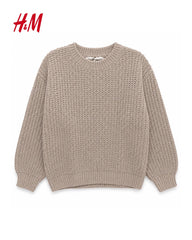 H&M TAUPE TEXTURED KNIT CREWNECK JUMPER