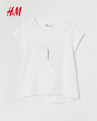 H&M WHITE BUTTERFLY REVERSABLE SEQUIN TOP