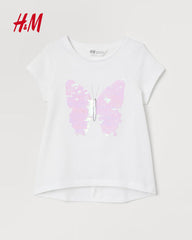H&M WHITE BUTTERFLY REVERSABLE SEQUIN TOP