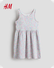 H&M WHITE DUSTY FLORAL PRINTED SLEEVELESS DRESS