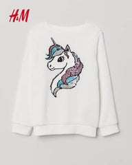 H&M WHITE UNICORN PLUSH SWEATSHIRT