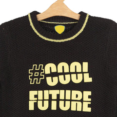 INEXTENSO BLACK CREW NECK PRINTED KNIT JUMPER