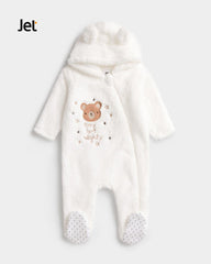JET IVORY TEDDY TINY BUT MIGHTY FLEECE ROMPER
