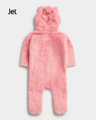 JET PINK LITTLE & LOVED TEDDY FLEECE ROMPER