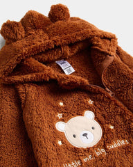 JET TEDDY BROWN BIG CUDDLES FLEECE ROMPER
