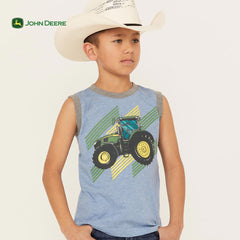 JOHN DEERE HEATHER BLUE PRINTED TANK TOP