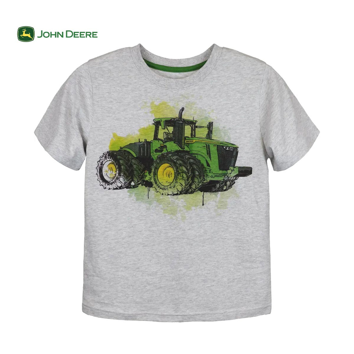 JOHN DEERE HEATHER GREY DIGITAL TRACTOR PRINTED T-SHIRT