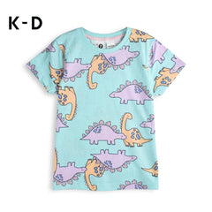 K-D GIRLS DINO PRINTED COTTON T-SHIRT
