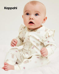 KAPPAHL CREAM BUNNY & STRAWBERRY FRILL ZIP UP ROMPER