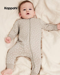 KAPPAHL TAUPE POLKA DOT BEAR ZIP UP ROMPER