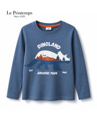LE PRINTEMPS BLUE DINOLAND JURASSIC PARK LONG SLEEVE T-SHIRT
