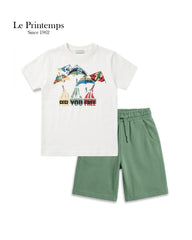 LE PRINTEMPS FEEL YOU FREE T-SHIIRT WITH SHORTS 2 PCS SET