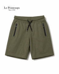 LE PRINTEMPS OLIVE ZIP POCKETS SHORTS